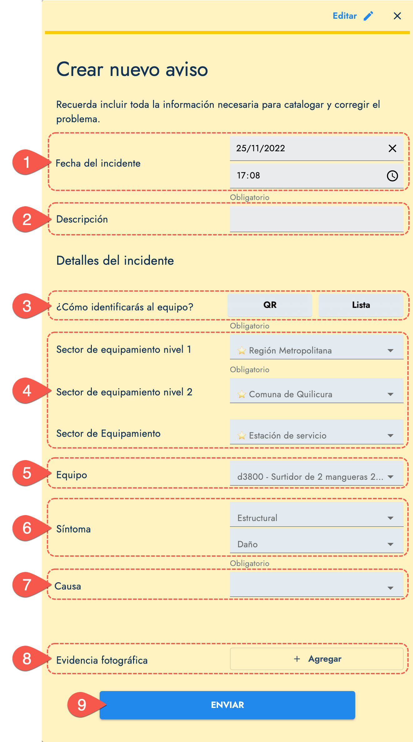 create notification form
