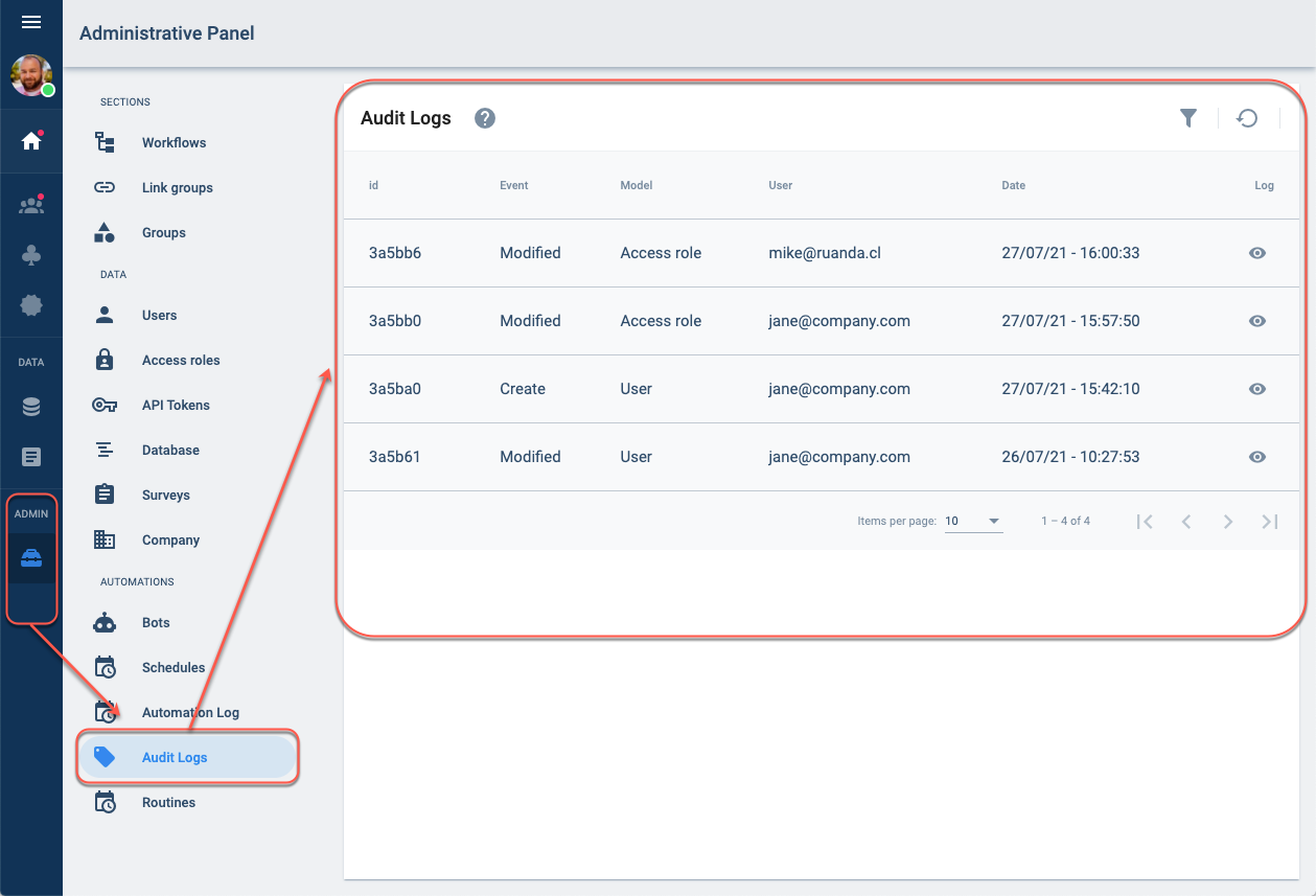 go to audit logs