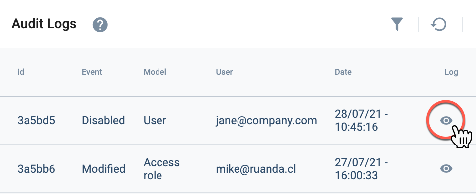 go to specific audit log