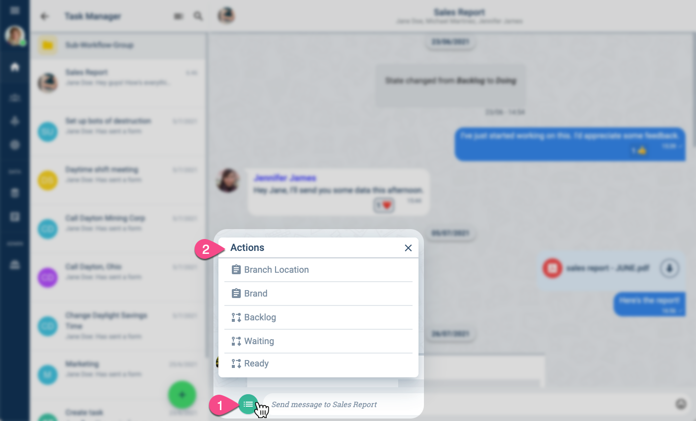 task change state menu