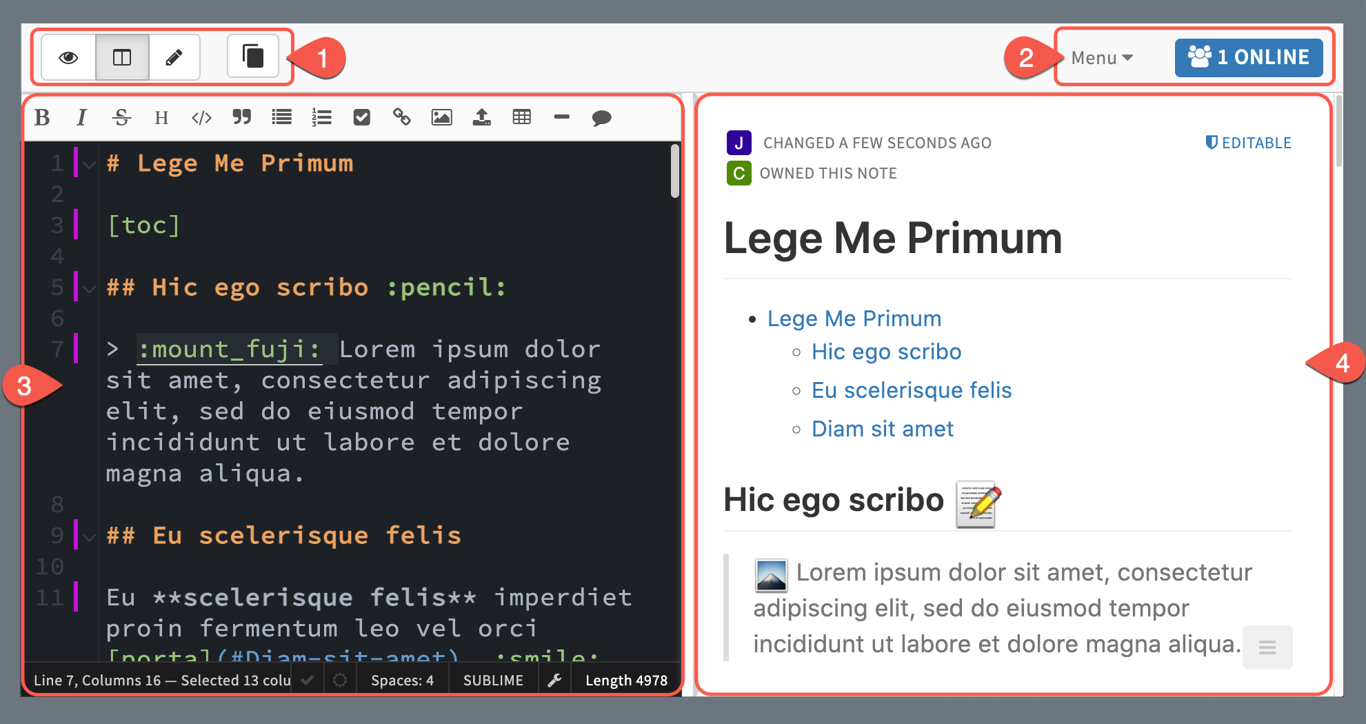 notes layout