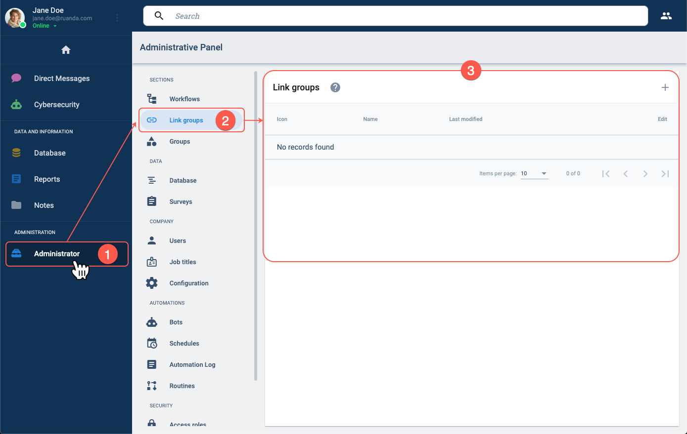 link group section