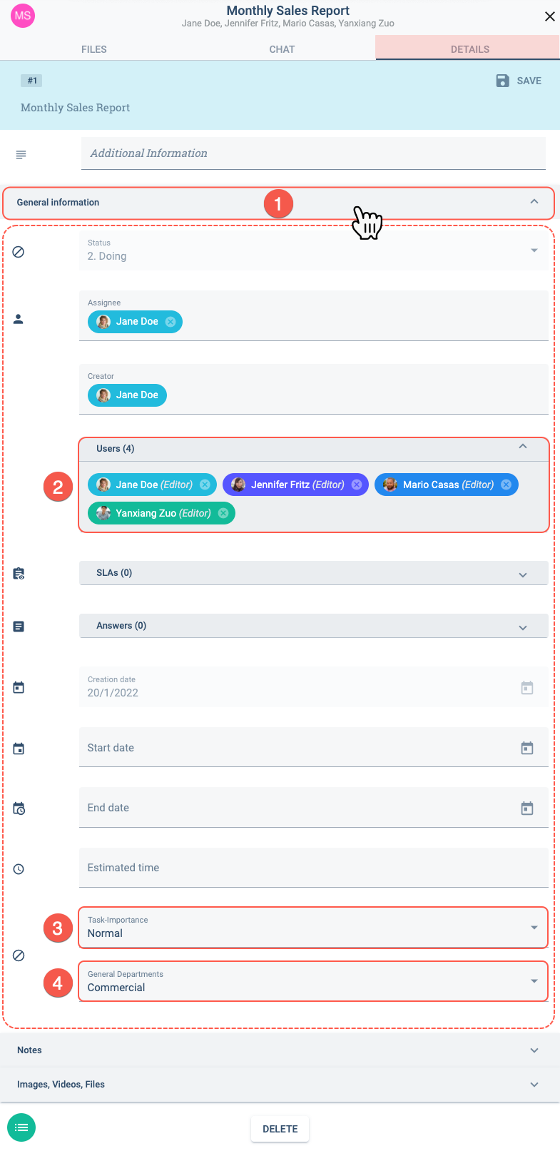 task details