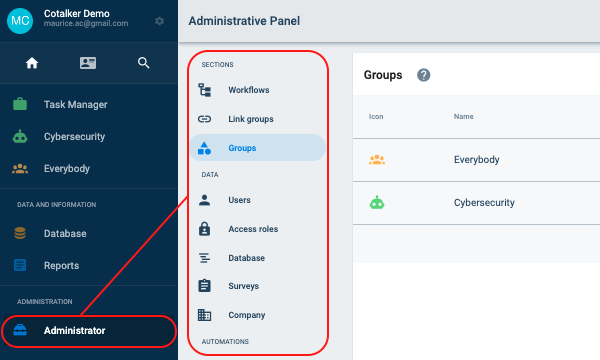 admin section