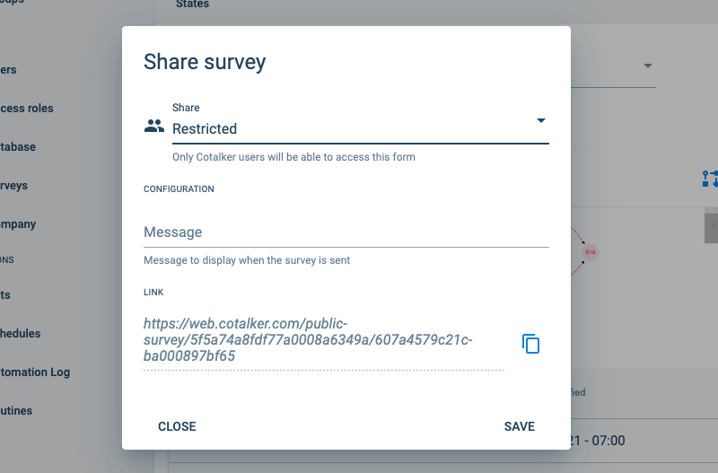 share dialog box