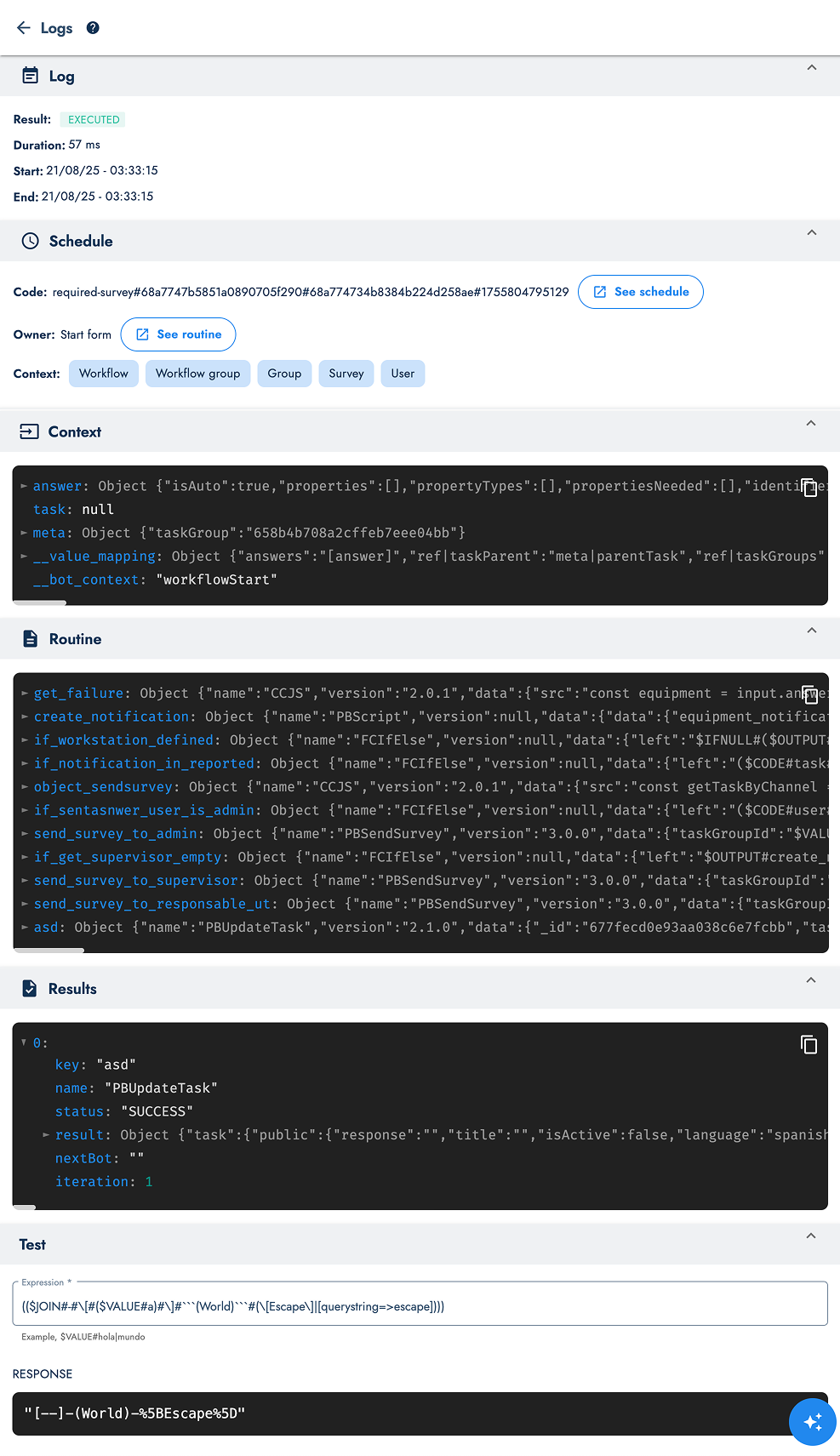 automation log