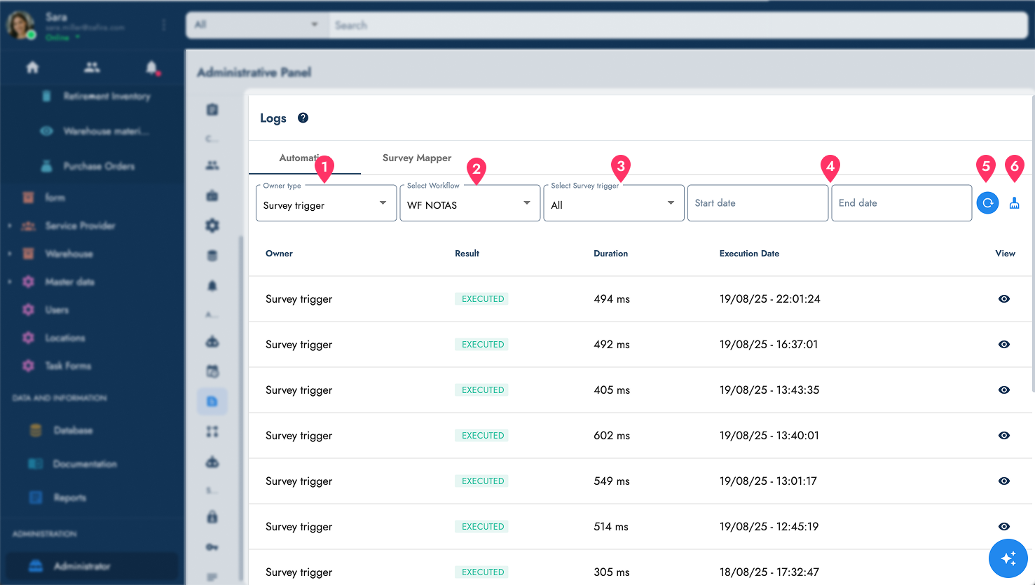 automation log