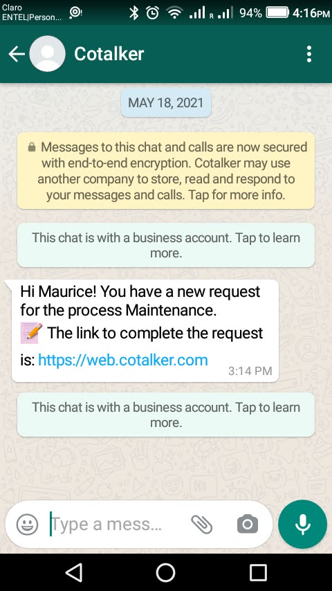 whatsapp message