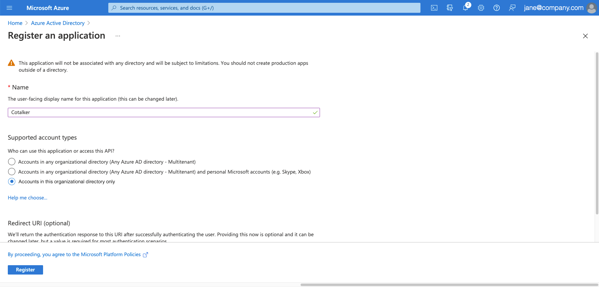 register app