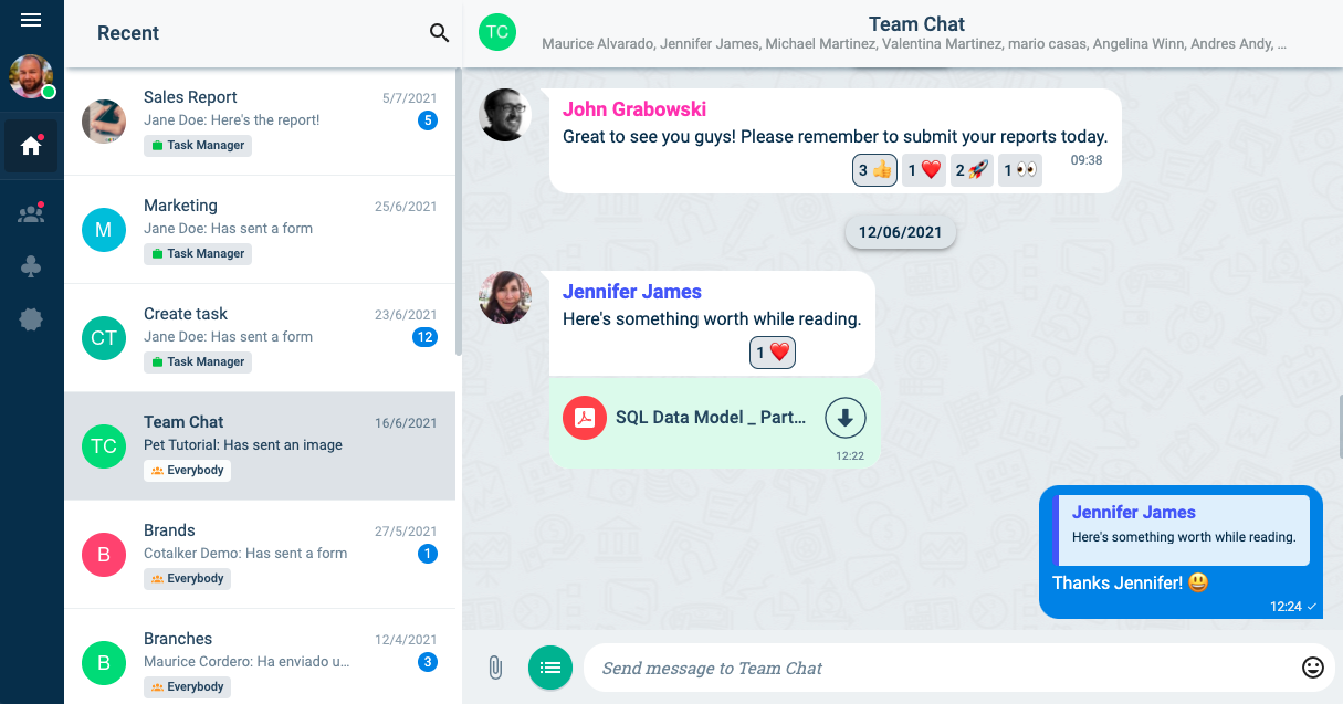 chat messages