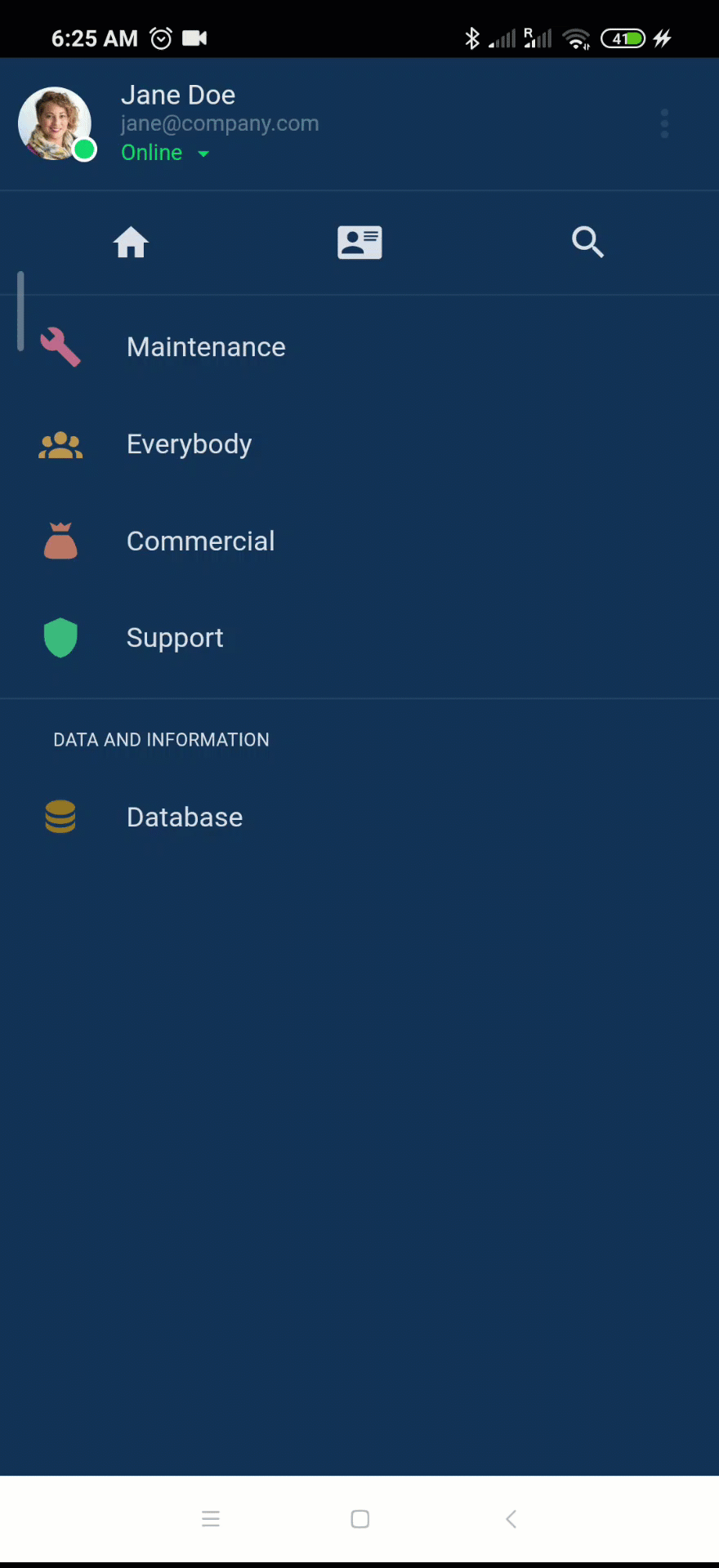 main menu