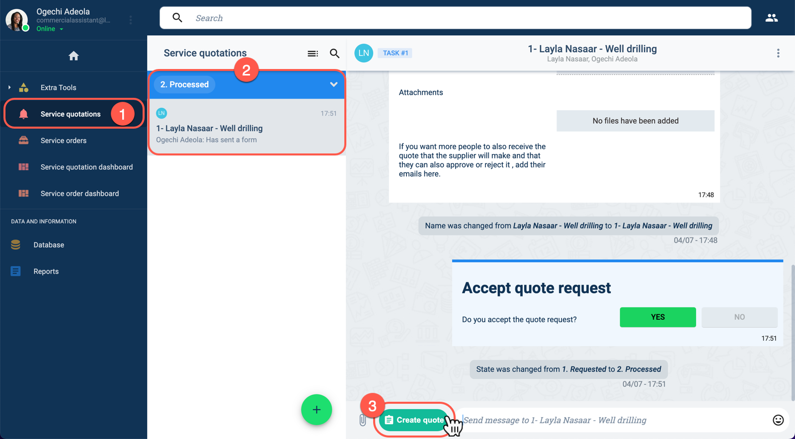 create service quote