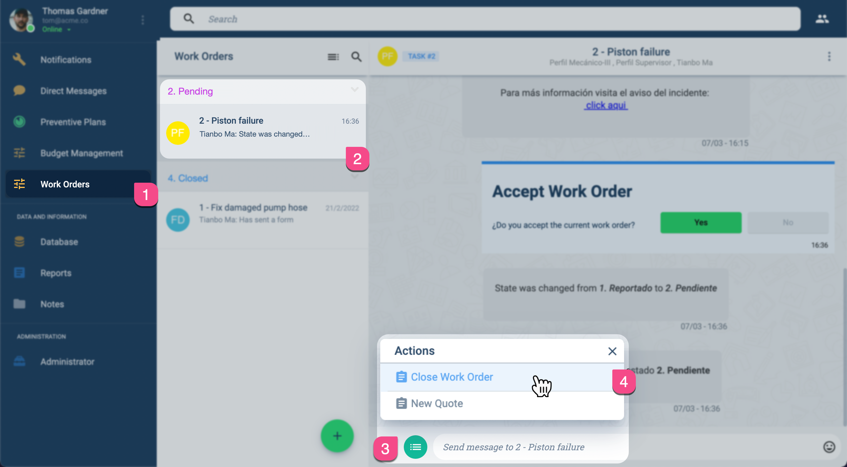 Work Orders Workflow | Cotalker Technical Documentation