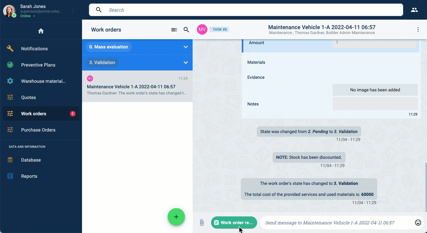 Work Orders Workflow | Cotalker Technical Documentation