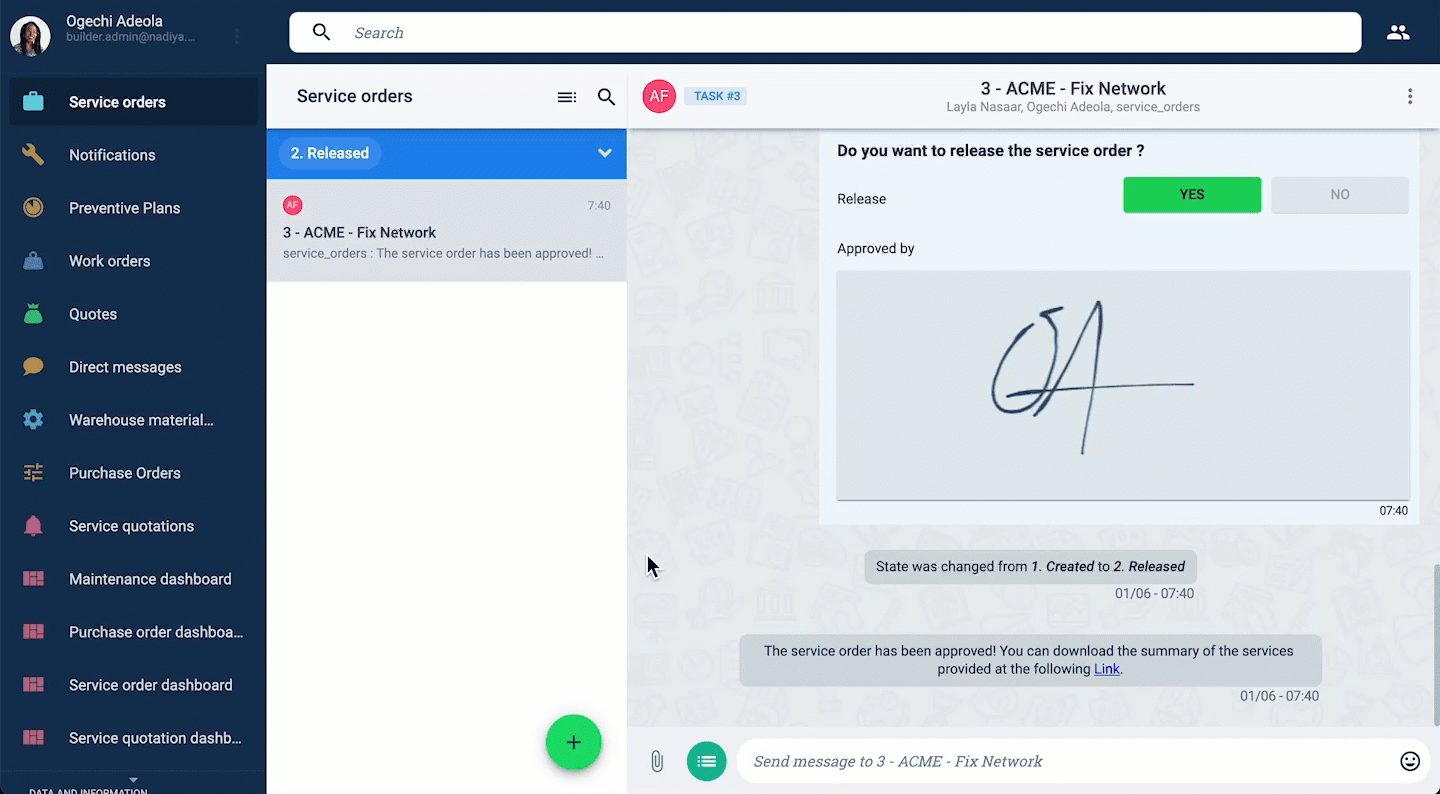 create service order