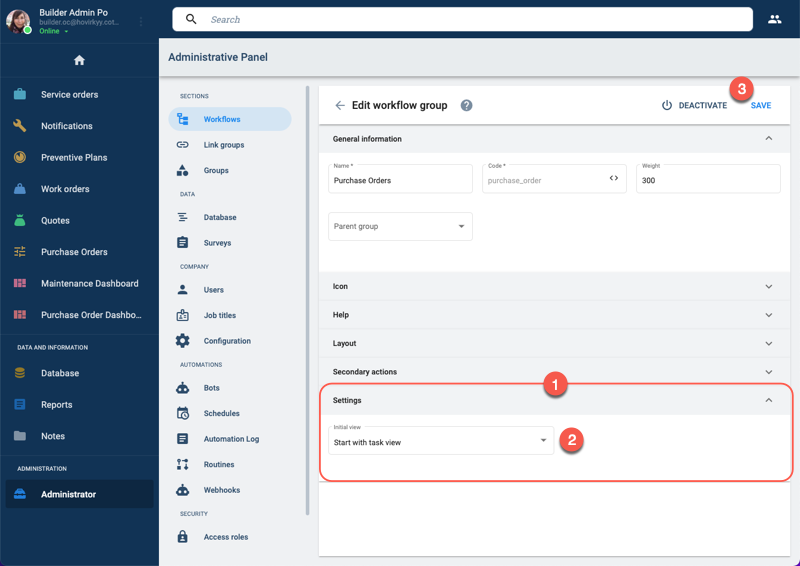 set task view